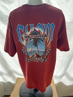 Harley Davidson Guam Saipan Mariana Islands Men's Maroon Shirt XL